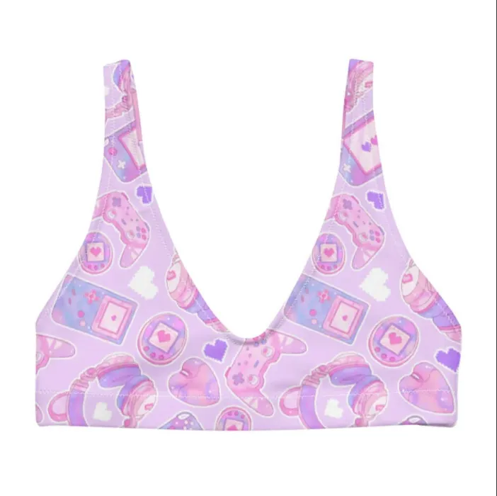Gamer Girl Padded Bikini Top | Pink / L