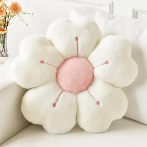 Cute white and pink flower pillow