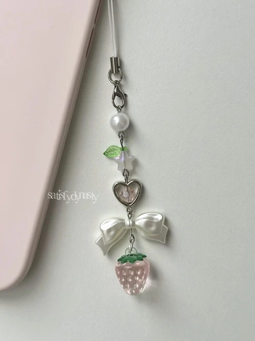 Fruit Beaded Keychain: Strawberry Y2K Phone Charm | SatisfyDynasty on Etsy