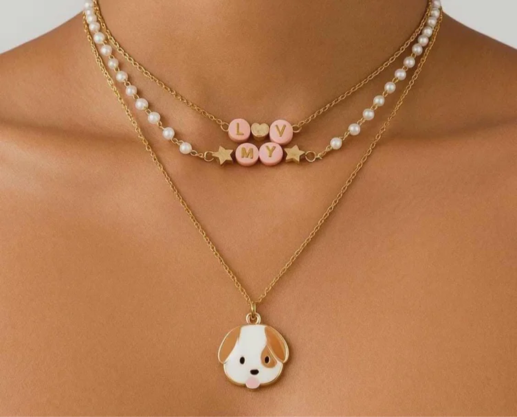 Delicate Dog Lover Layered Necklace Set 