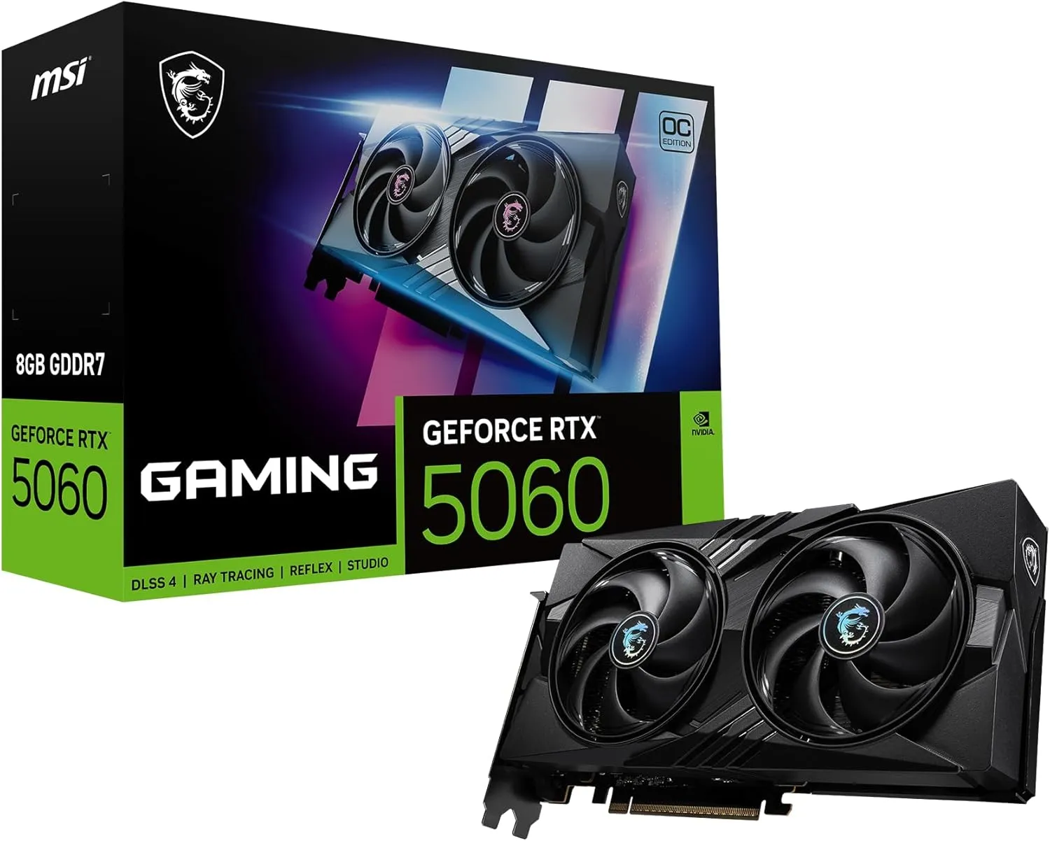 MSI GeForce RTX 5060 8G GAMING OC Graphics Card - 8GB GDDR7 (28Gbps/128-bit), PCIe 5.0 - HDMI 2.1b, 3 x DisplayPort 2.1b