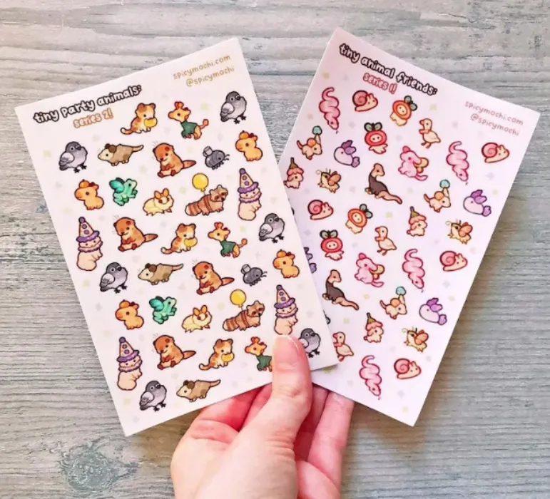 Tiny animal sticker sheets