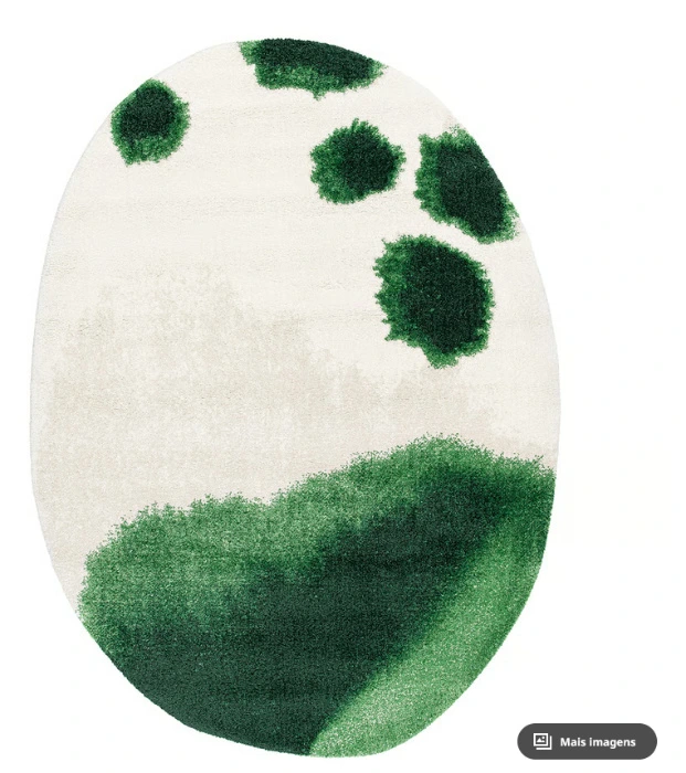 IKEA PS 2026 Tapete pelo curto - oval/verde branco-bege 200x266 cm