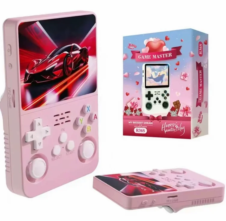 Pink R36s Handheld Retro Game Console 64gb
