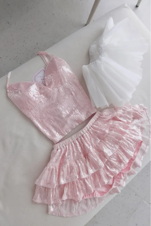 Rosette Fairy Dust Sequin Matching Set (Pink)
