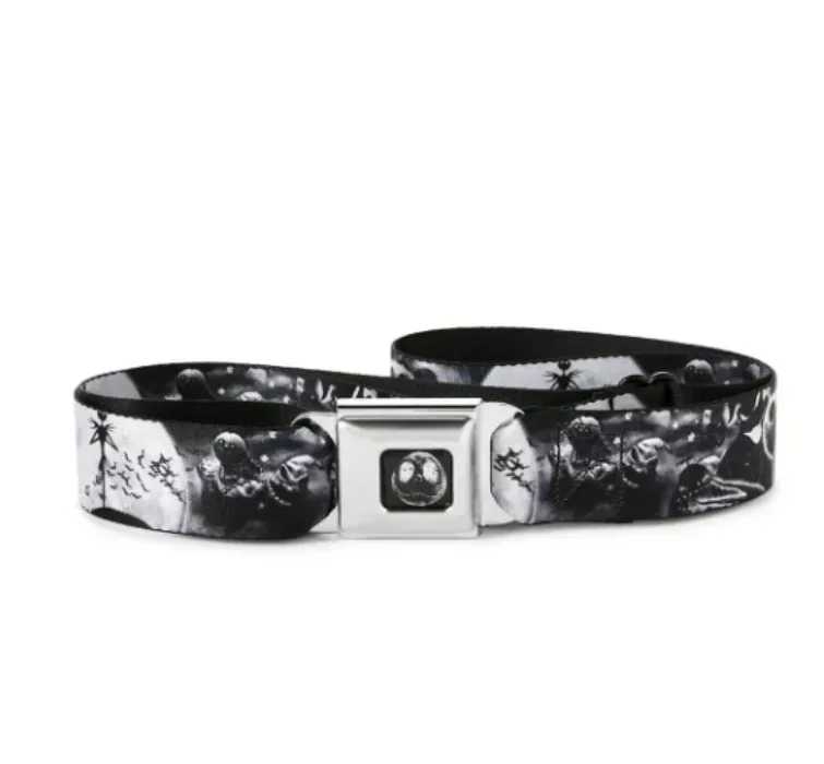 Buckle-Down Black and White The Nightmare Before Christmas Seatbelt Belt - Spencer's