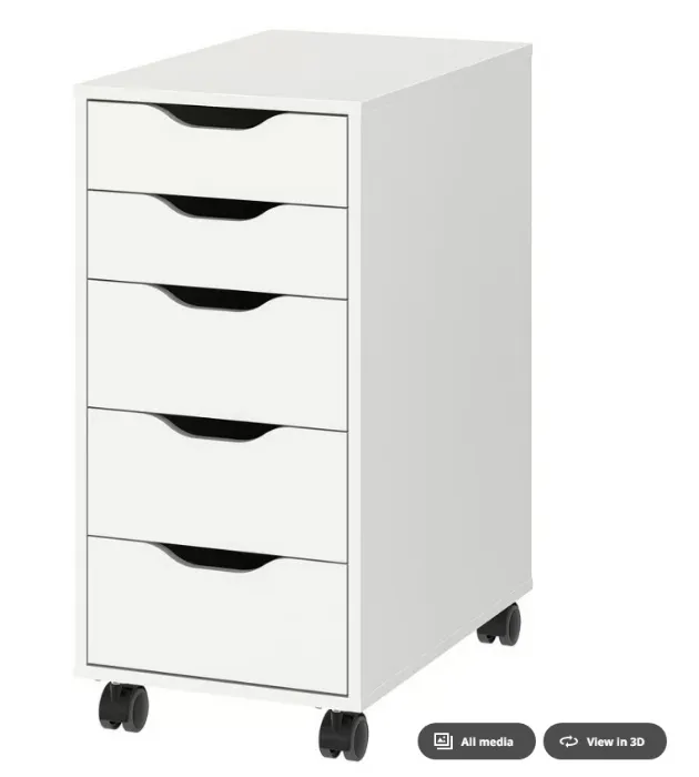 ALEX Drawer unit on casters - white/black 14 1/8x29 7/8 "