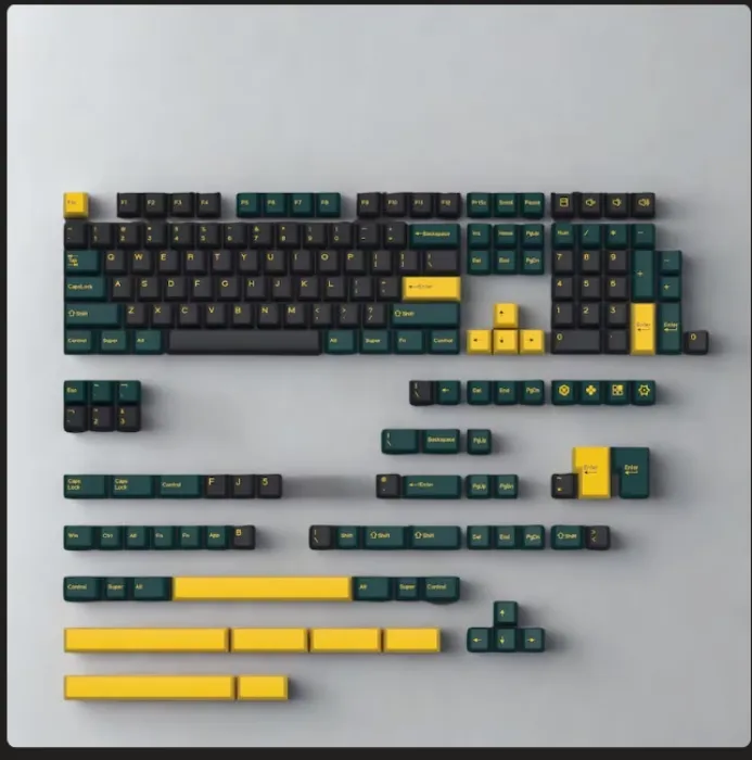 Green PBT Doubleshot Keycap Set: OEM Profile Custom Mechanical Keyboard ANSI Layout