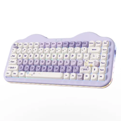 PRE-ORDER YUNZII C75 Cake Meow Wireless Mechanical Keyboard | Purple / YUNZII Milk V2 Linear Switch