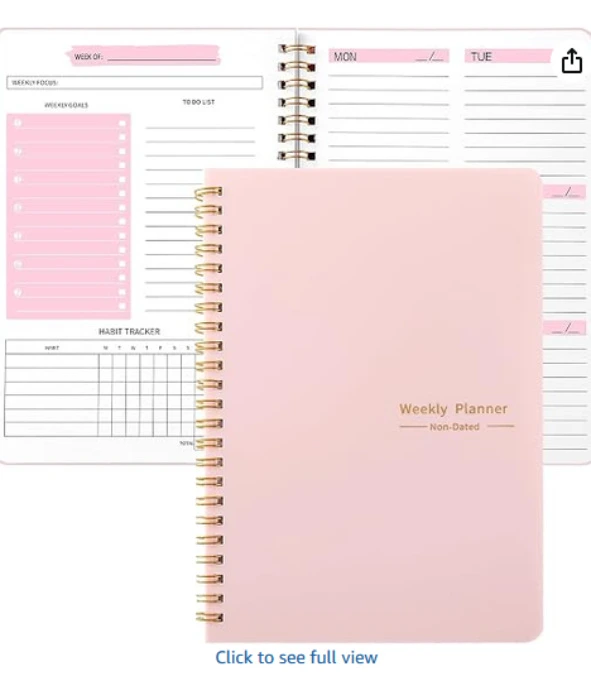 A5 Weekly Planner Notebook, Undated To Do List Notebook