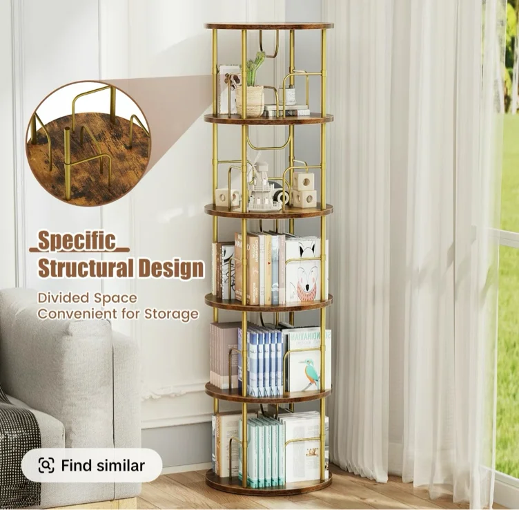  Gold 5 Tier Spinning Bookshelf Tower - TikTok Shop