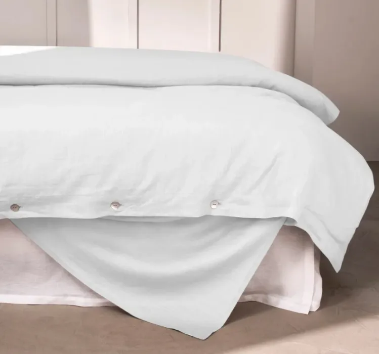 Linen duvet cover with button closure - Optical white