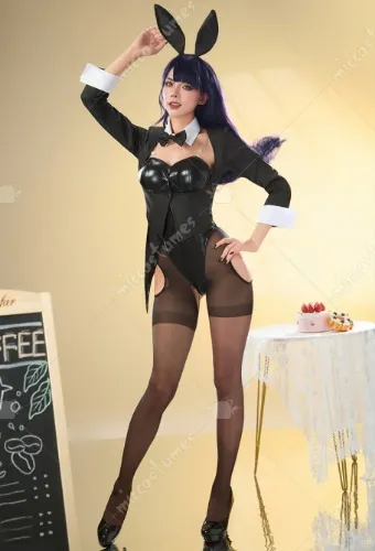 My Dress Up Dear Marin Cosplay Costume Black Bunny Bodysuit and Coat with Stockings and Bunny Ear Headband