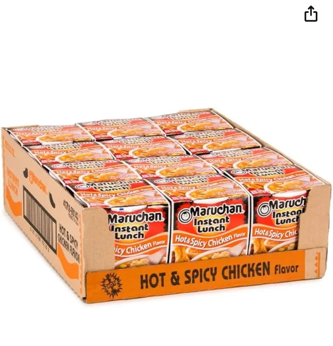 Maruchan Instant Lunch Ramen Fideos, sabor a pollo picante y picante, sopa de fideos instantáneos de estilo japonés, fácil de comer en 3 minutos, 2.5 onzas (paquete de 12)