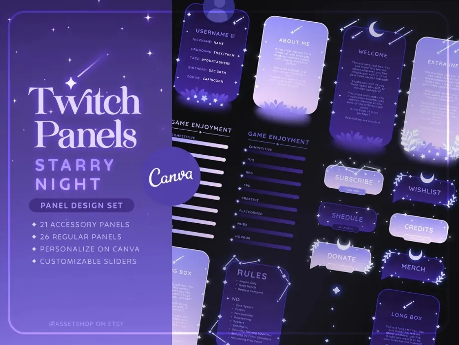 Panele Twitch Starry Night 