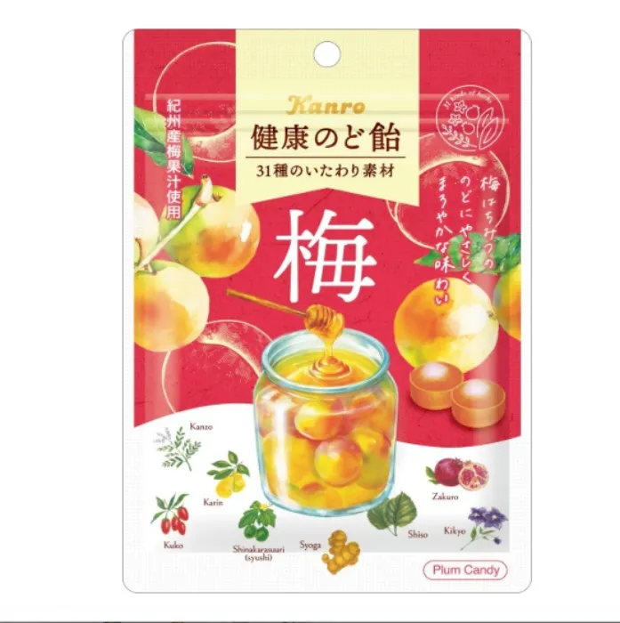 Kanro Healthy Throat Candy (Plum) - 90g x 6 Bags