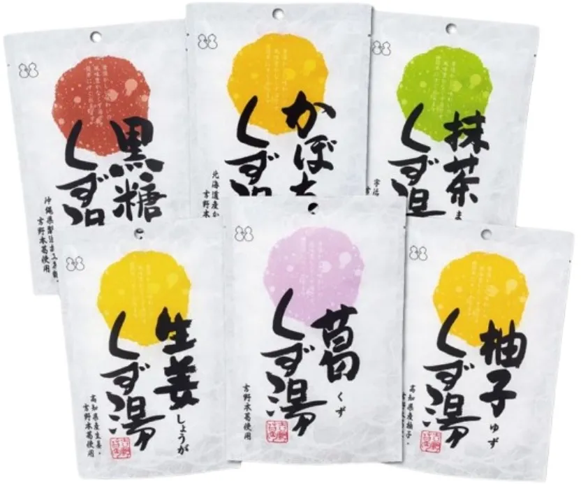Kuzu-yu Variety Set – 6 Flavors (Kuzu, Ginger, Matcha, Yuzu, Pumpkin, Brown Sugar)