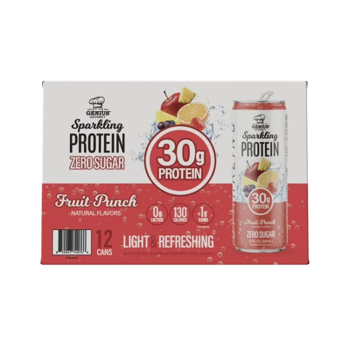Genius Gourmet Sparkling Protein, Fruit Punch, 12 fl. oz., 12 pk.