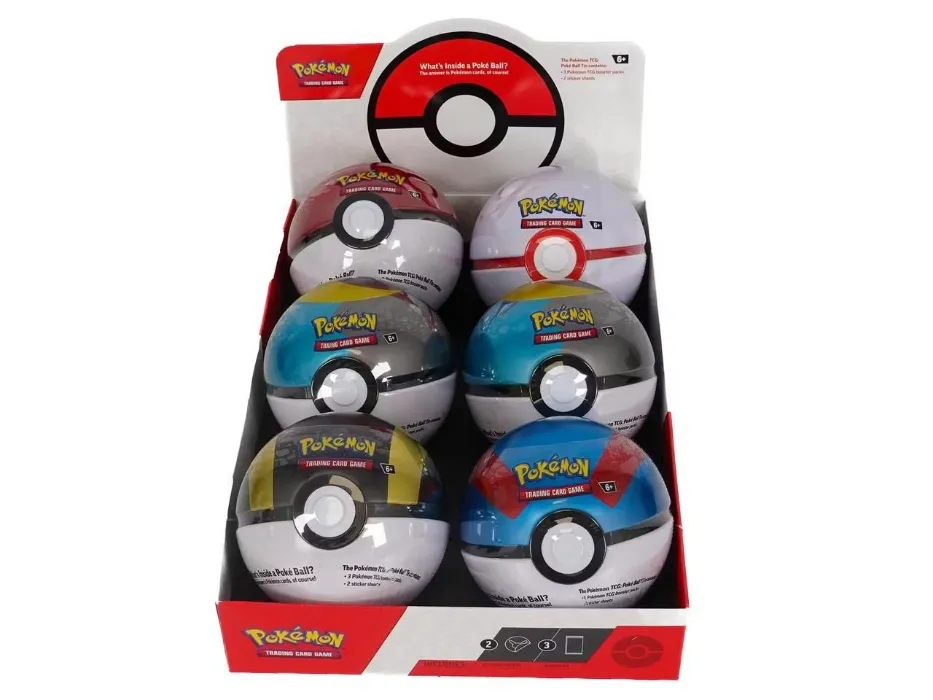 6 Sealed New Pokemon TCG PokeBall Tins - Full 2025 Display
