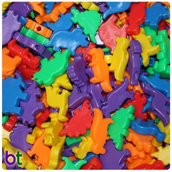 BeadTin Opaque Multi 30-40mm Dinosaur Pony Beads (4oz)