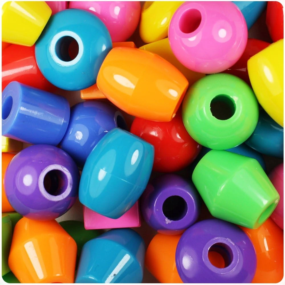 BeadTin Opaque Mix Jumbo Shape Plastic Pony Beads (8oz) 