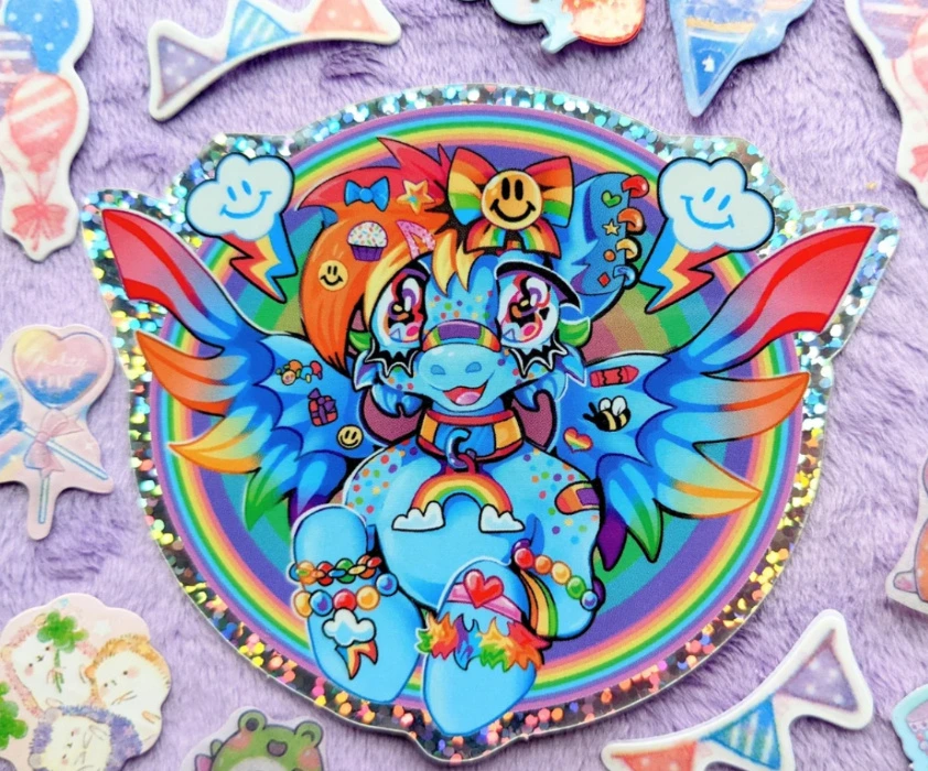 DECORA RAINBOW DASH Inspired Glitter Sticker by Danneroni 