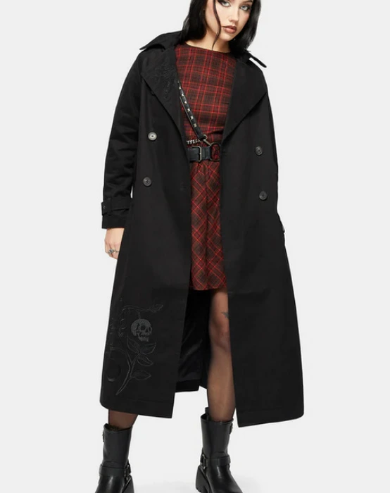 Poe Embroidered Trench Coat | Disturbia