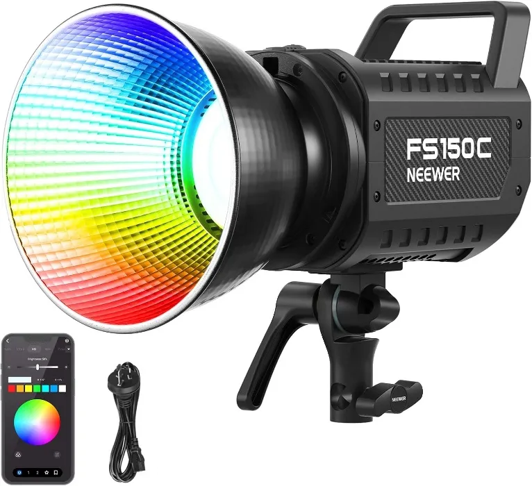 NEEWER 130W RGB LED Video Light APP/2.4G Control 17 Effects, 2500-7500K 19800lux/1m COB Continuous Lighting Output with CRI97/TLCI98 4 Dimming Curves, Bowens Mount Spotlight for Studio Shoots, FS150C : Amazon.com.au: Electronics