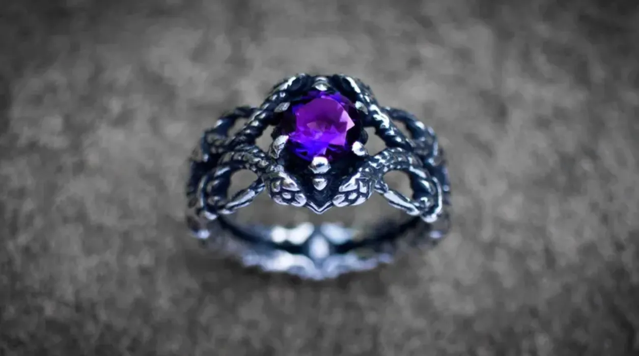Bague serpent en argent sterling avec améthyste 12us