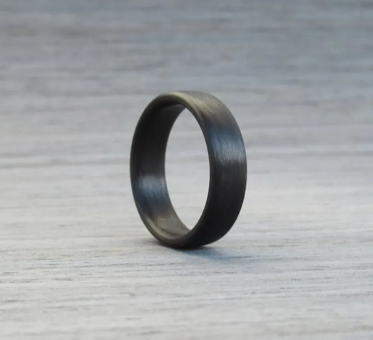 Bague en fibre de carbone - Bague minimaliste - Bague noire 10 1/4us 7mm