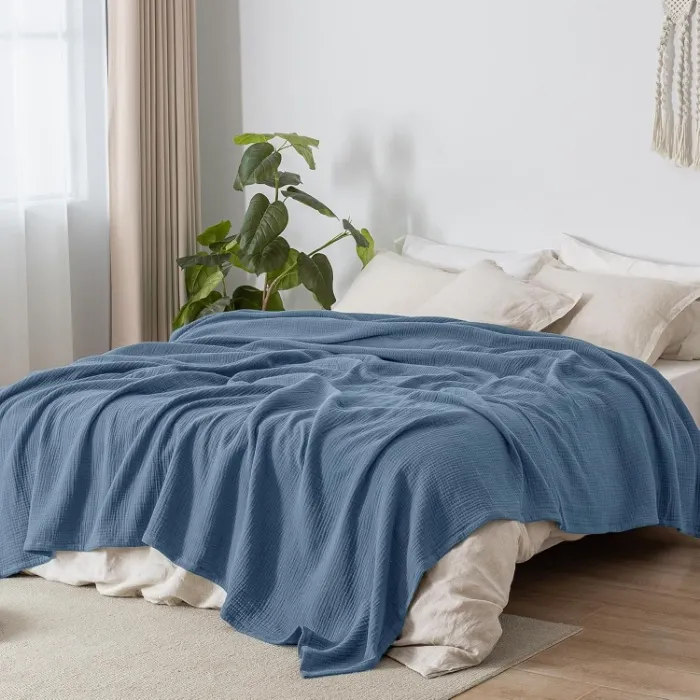 Lightweight and Breathable Blanket - Denim Blue