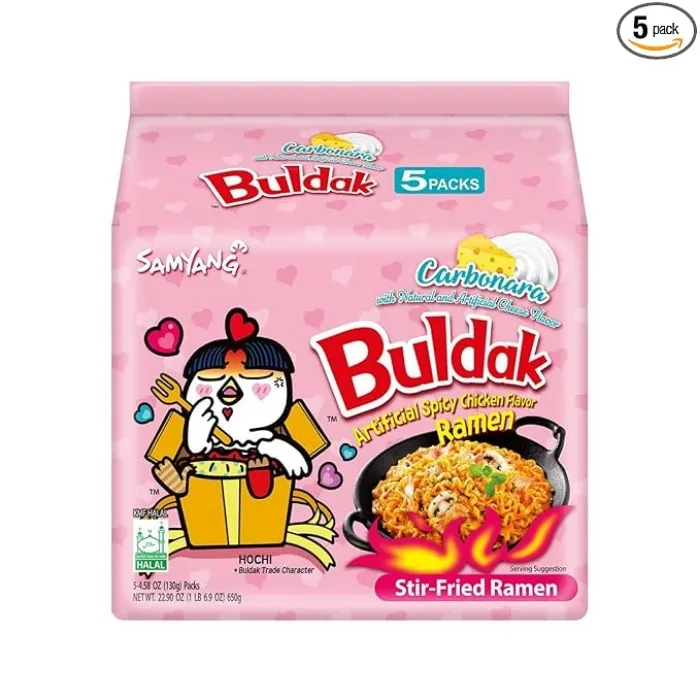 Samyang Buldak Spicy Ramen Carbonara, 1 Bag with 10 Pack