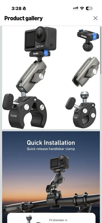 TELESIN Super Clamp Mount | Bike Mount for DJI Pocket 4/3 Osmo Nano/DJI Osmo 360/Action 6 5 Pro/Action 4 | Dual-Lock Magnetic Clips | 360°Rotation Ball Head | Fits 9-38mm Handlebar for Bike/Motorcycle : Amazon.com.au: Electronics