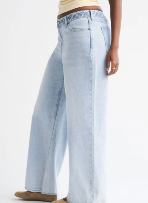 Curve Love Low Rise Ultra Loose Floral Embroidered Jean