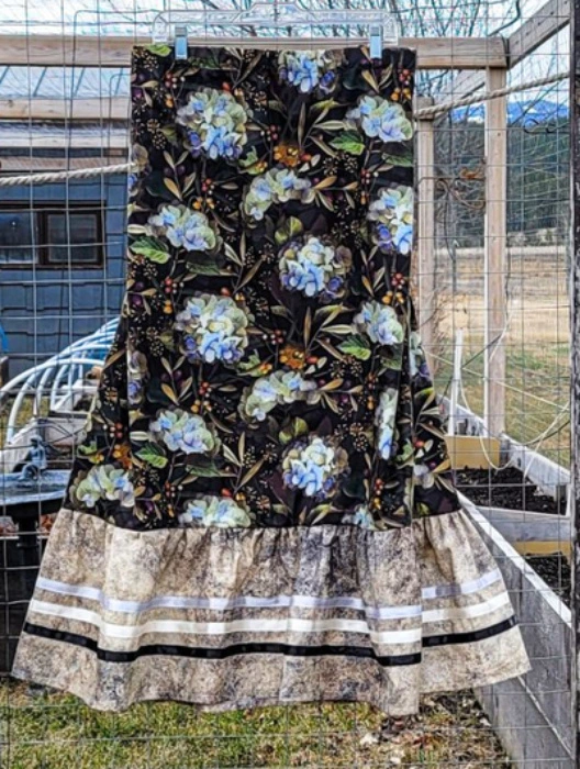 Ribbon Skirt-Blue Hydrangeas – IndigenARTSY
