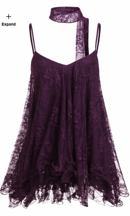 Lace V-neck A-line Mini Dress With Scarf