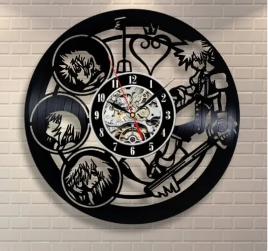 Kingdom Hearts Vinyl Record Wall Clock, Original Decor for Playstation Lover, Modern Large Wall Art