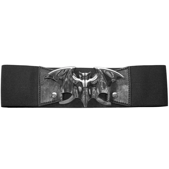 Elastic Waist Belt Bat Silver | S-M
