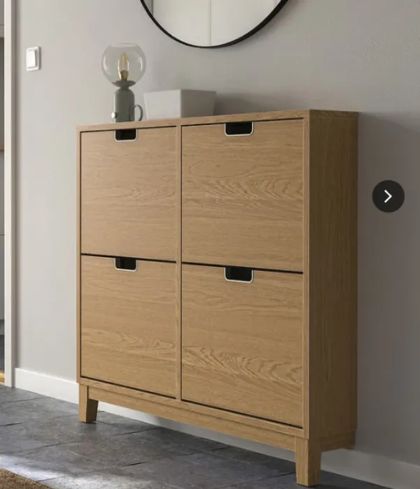 STÄLL Shoe cabinet with 4 compartments - oak veneer 37 3/4x6 3/4x35 3/8 "