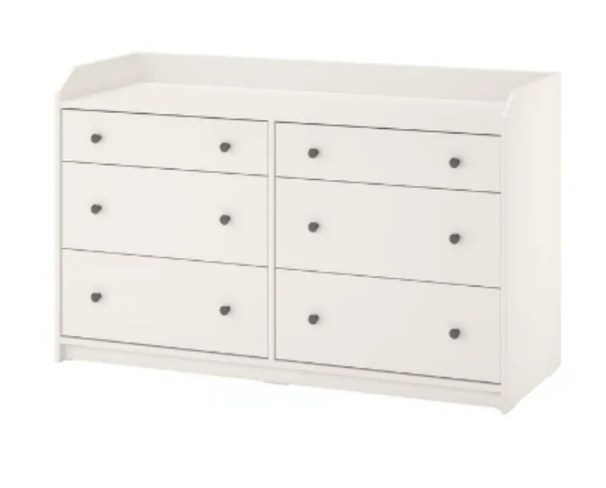 HAUGA 6-drawer dresser - white 54 3/8x18 1/8x33 1/8 "