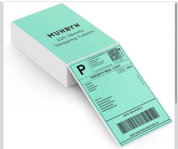MUNBYN 4"x6" Direct Thermal Printer Label, Shipping Labels Compatible with Rollo, Jadens, Nelko, DYMO 4XL 1744907,1755120, 220 Sheets/Roll - 220 Labels
