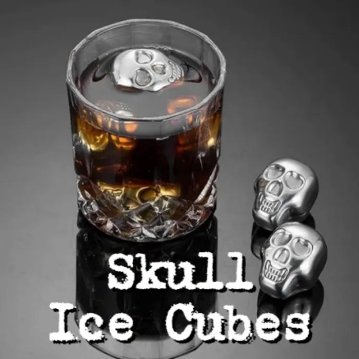 Skull Ice Cubes - 4-Piece Stainless Steel