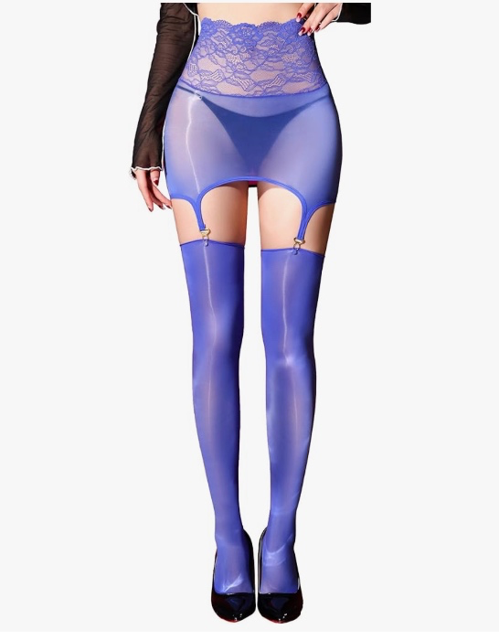 Women's Sheer Suspender Tight Pantyhose with Garter