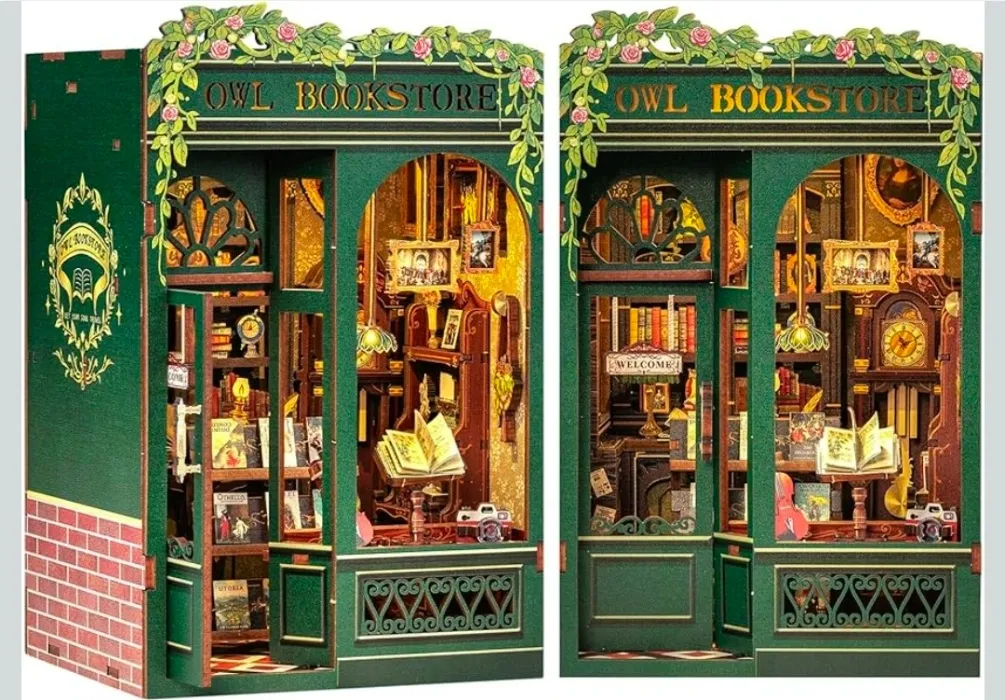 Cutefun Book Nook Kit-Dollhouse Book Nook Miniature Kit for Bookshelf Insert Decor Crafts for Adults,3D Wooden Puzzle Bookends,Halloween for Family and Friends(OWL Bookstore) : Amazon.sg: Toys
