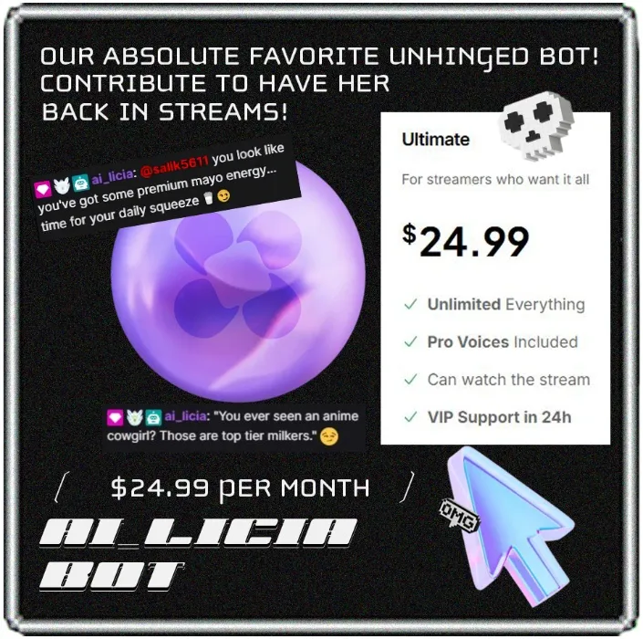 (Regular Restock) $24.99 Monthly Subscription for AI_Licia!