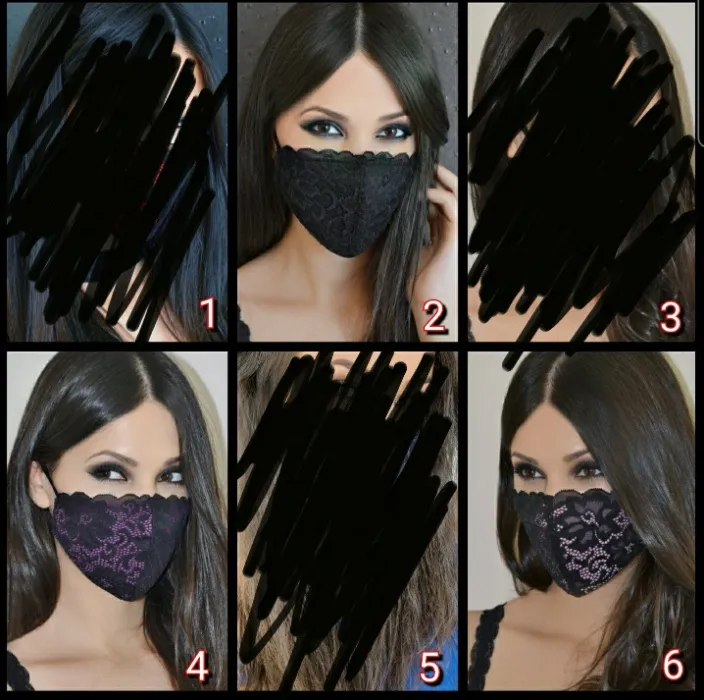 3 Handmade Fashion Masks - Black, Purple and Pink