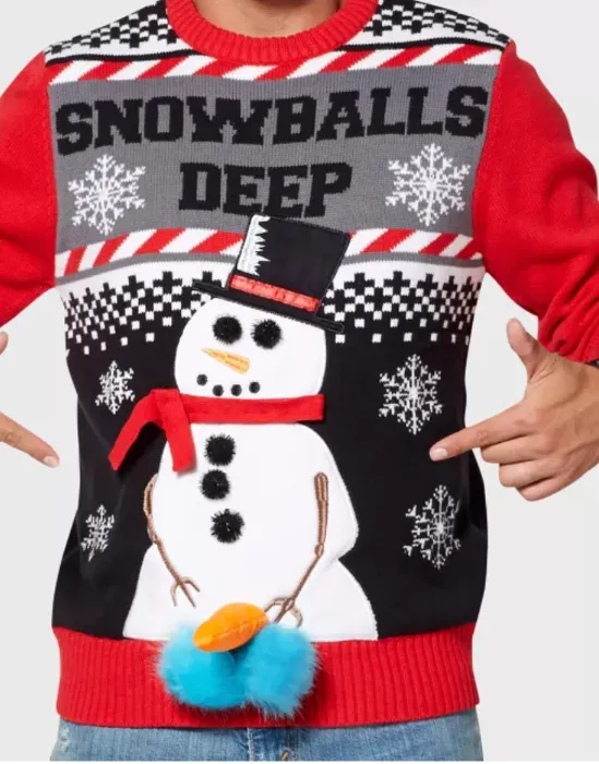 Light-Up Snowballs Deep Ugly Christmas Sweater - Spencer's
