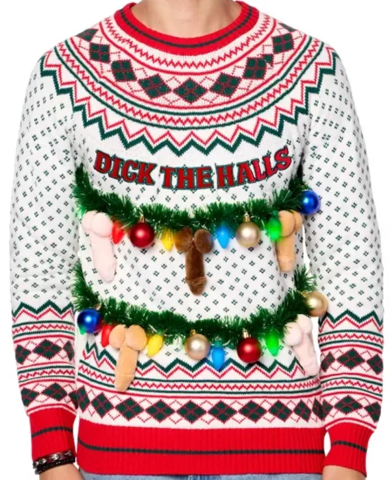 Light-Up D*ck the Halls Christmas Sweater - Spencer's