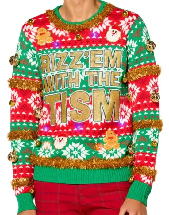 Light-Up Rizz 'Em with the Tism Christmas Sweater - Spencer's