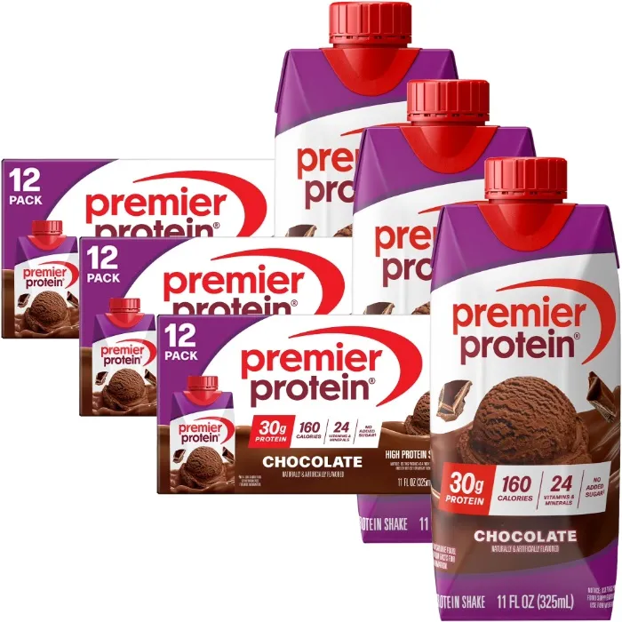 (Crowdfund version) (3 pack) Premier Protein Shake, Chocolate, 30g Protein, 11 Fl Oz, 12 Ct (36 Ct Total)